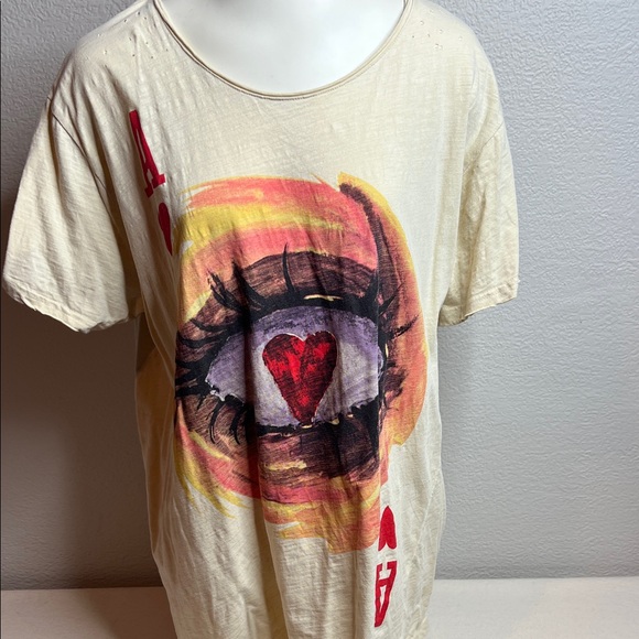 Jaded Gypsy Eye Heart Graphic Tee Distressed Boho Oversized Shirt - Picture 2 of 8